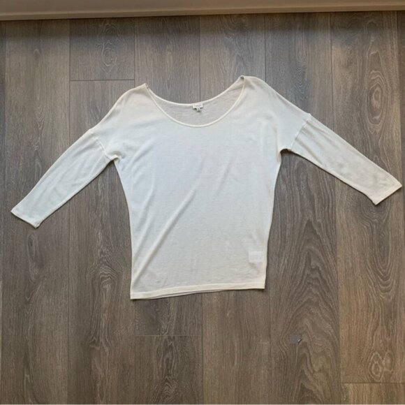 Aritzia Babaton Top Sweater 3/4 Length Sleeve Wool Round Neck Cream Size XS - Picture 10 of 14